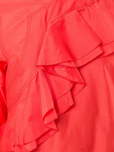 Shop Tome Mandarin Collar Ruffle Dress - Red