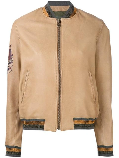 Shop Mr & Mrs Italy Zipped Bomber Jacket In Brown