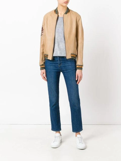 Shop Mr & Mrs Italy Zipped Bomber Jacket In Brown