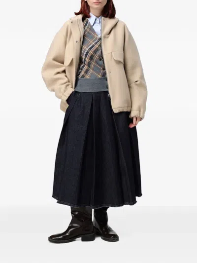 Tela Check-pattern Button-up Vest In Gray
