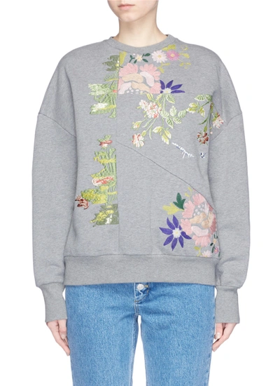 Shop Alexander Mcqueen Floral Embroidered Patchwork Sweatshirt