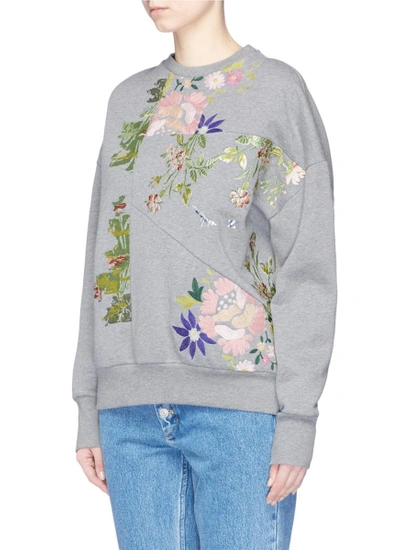 Shop Alexander Mcqueen Floral Embroidered Patchwork Sweatshirt