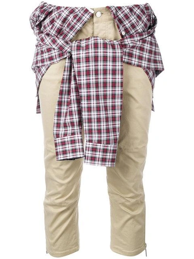 Shop Dsquared2 Shirt Wrap Trousers In Neutrals