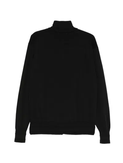 HIGH-NECK RIBBED-TRIM CARDIGAN