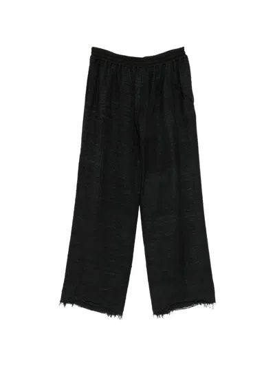 Devoa Drawstring Wool Trousers In Black