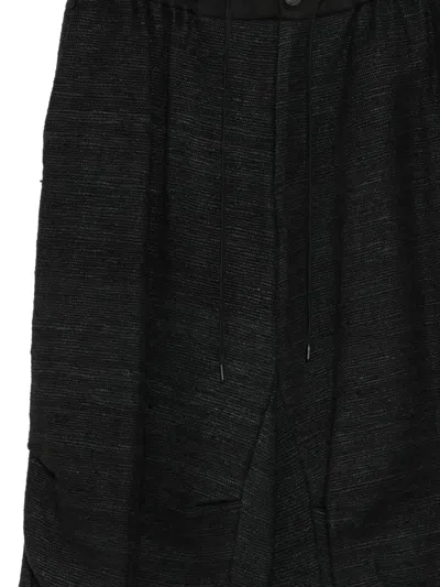 Devoa Drawstring Wool Trousers In Black