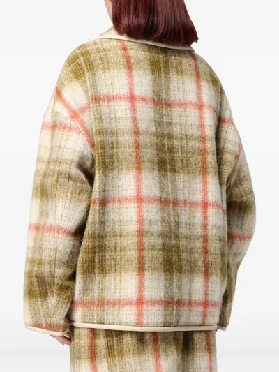 Tela Check-pattern Peter-pan Collar Jacket In Green