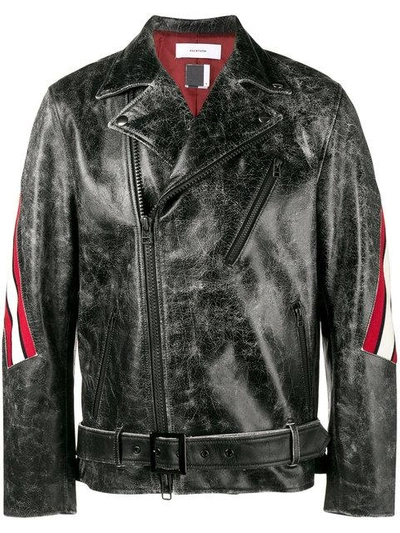 Shop Facetasm Distressed Biker Jacket In Black