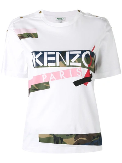Kenzo Logo-print Cotton-jersey T-shirt In White