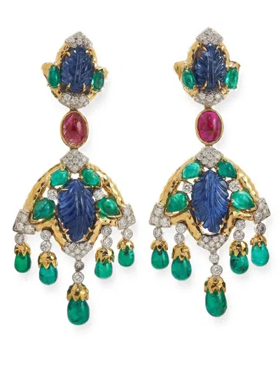 David Webb Amazon Multi-stone Earrings In Multi