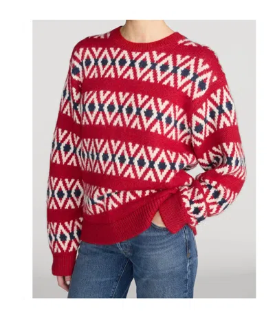 Frame The Oversized Alpaca Sweater Currant Fairisle In Red