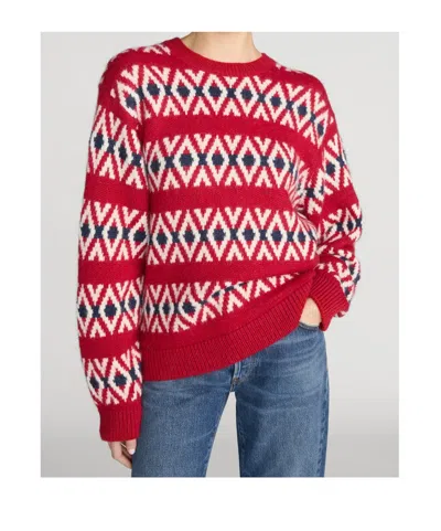 Frame The Oversized Alpaca Sweater Currant Fairisle In Red