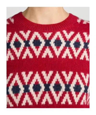 Frame The Oversized Alpaca Sweater Currant Fairisle In Red