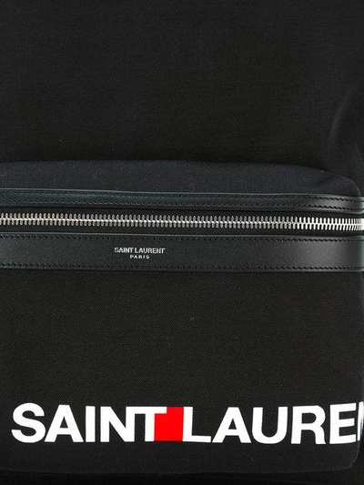 Shop Saint Laurent 'city' Rucksack Mit Kontrastierendem Logo In Black