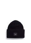 Acne Studios 'pansy' Emoticon Patch Wool Beanie In Wool Black