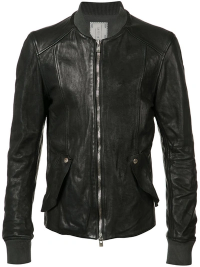 Guidi Colour Block Bomber Jacket In Black