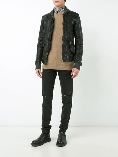 Shop Guidi Colour Block Bomber Jacket In Black