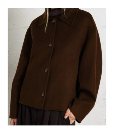 Soeur Short Double-faced Wool Coat In Brown