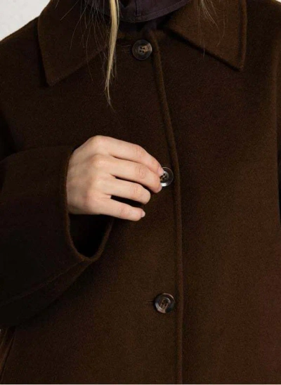 Soeur Short Double-faced Wool Coat In Brown