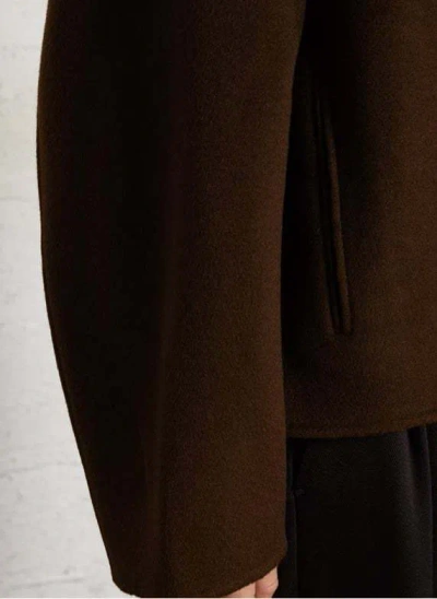 Soeur Short Double-faced Wool Coat In Brown