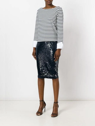 Shop P.a.r.o.s.h. Sequin Pencil Skirt In Blue