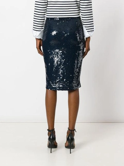 Shop P.a.r.o.s.h Sequin Pencil Skirt In Blue