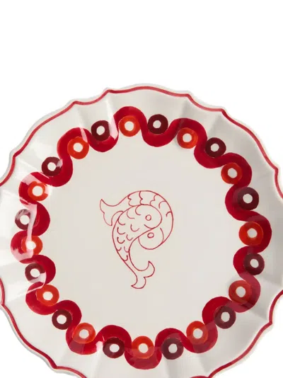 Pucci Scalloped-edge Fish-print Dinner Plate In Multi