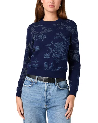 French Connection Katja Knit Combo Tinsel Pullover Sweater In Blue