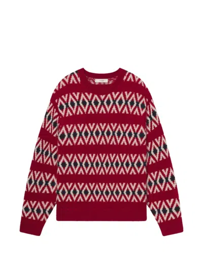 Frame The Oversized Alpaca Sweater Currant Fairisle In Brown