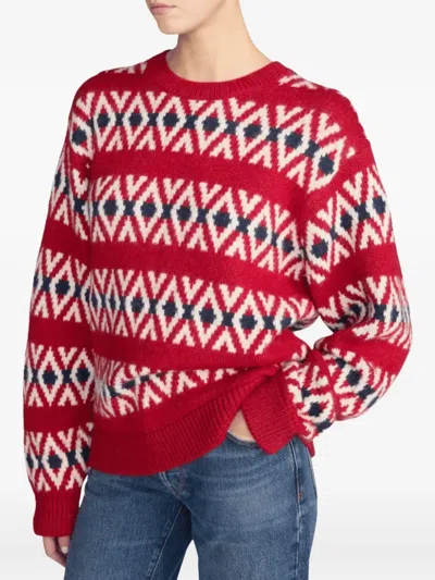 Frame The Oversized Alpaca Sweater Currant Fairisle In Brown