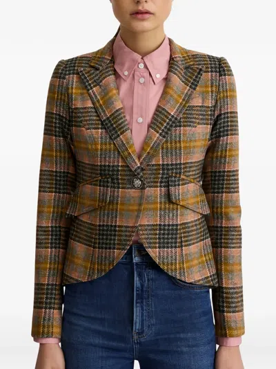 Smythe Check-pattern Single-breasted Blazer In Brown