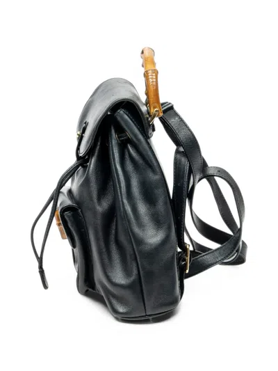 Pre-owned Gucci Mini Bamboo Backpack In Black