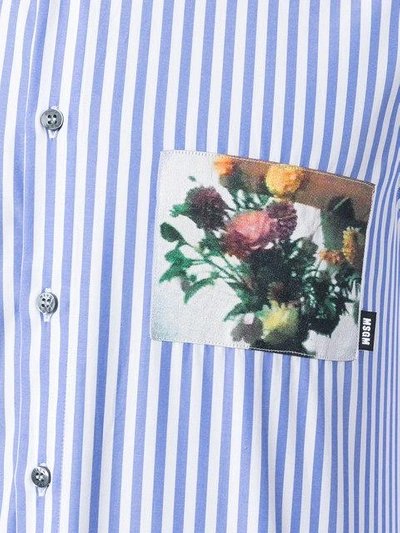 Shop Msgm Floral Print Striped Shirt