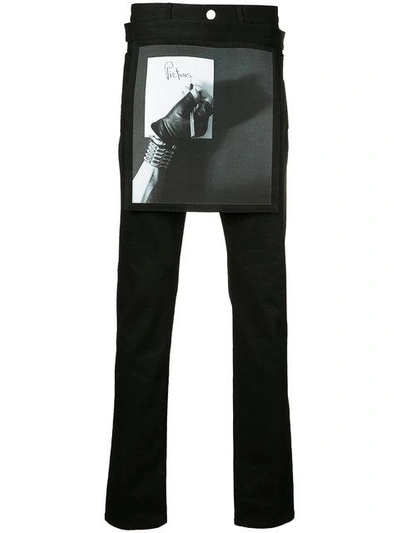 Shop Raf Simons X Robert Mapplethorpe Printed Apron Slim-fit Jeans - Black