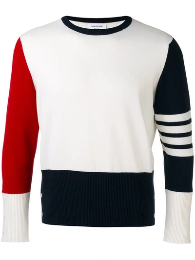 Thom Browne Color Block Sweater In White