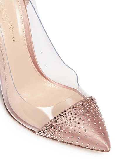Shop Gianvito Rossi 'crystal Plexi' Embellished Clear Pvc Satin Pumps