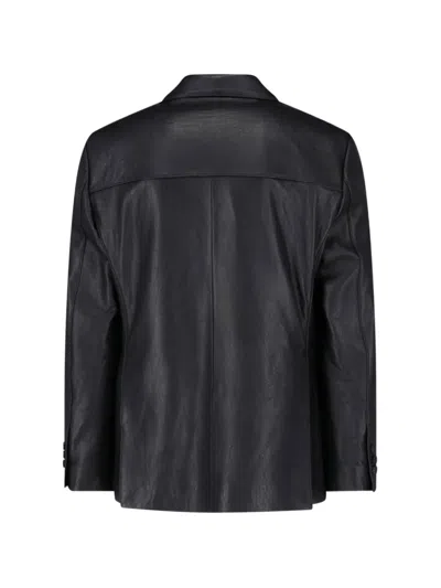 Tonywack Button-up Leather Jacket In Black