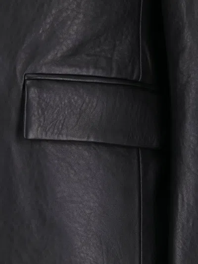 Tonywack Button-up Leather Jacket In Black
