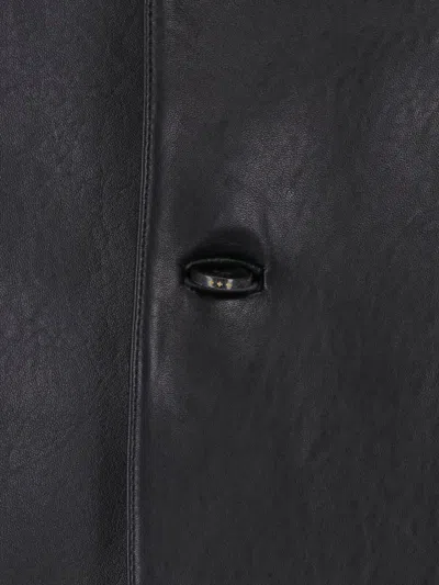 Tonywack Button-up Leather Jacket In Black