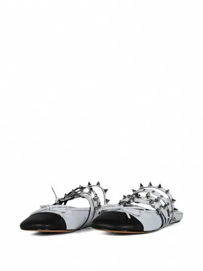 Abra Spike-embellished Square-toe Mules In White