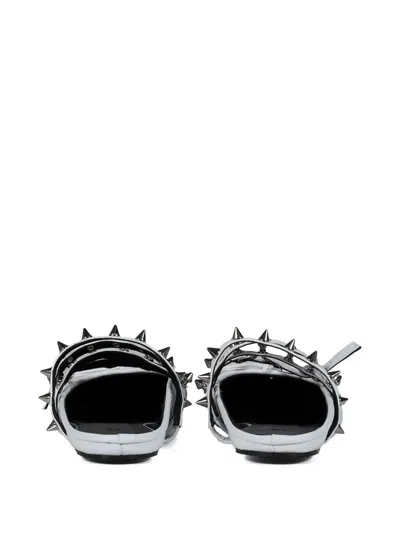 Abra Spike-embellished Square-toe Mules In White