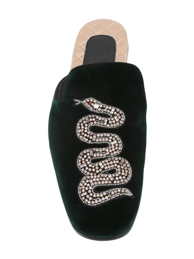 Shop Gucci Velvet Evening Slipper With Snake