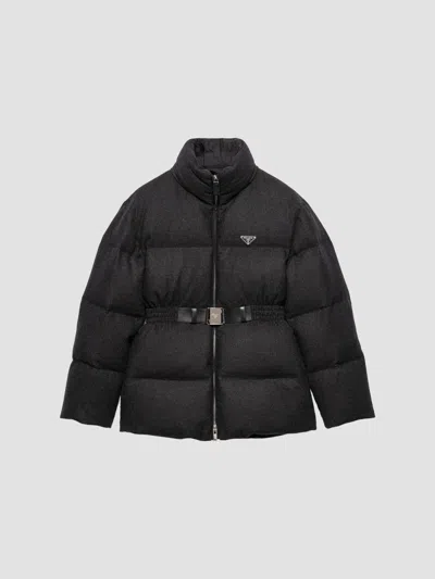 Prada Re-wool Down Jacket In Black