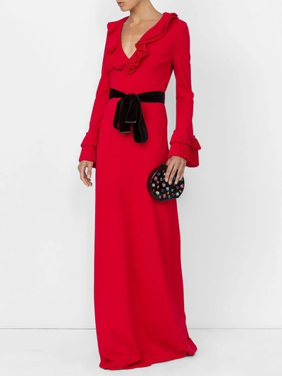 Shop Gucci Viscose Jersey Gown With Ruffles