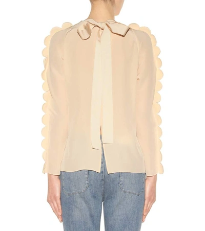 Shop Fendi Silk High Neck Blouse In Clio