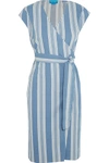 M.I.H JEANS Frankie striped cotton-chambray wrap dress