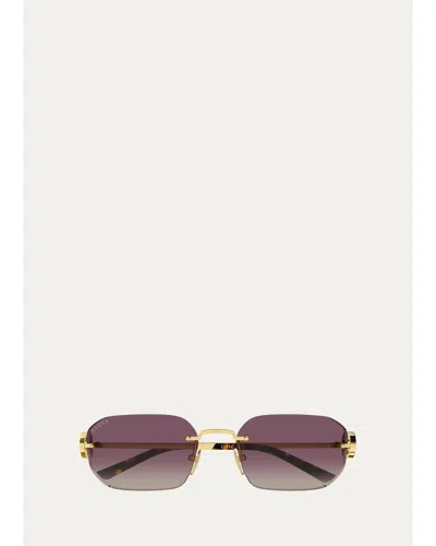 Gucci Generation Interlocking G 57mm Rectangular Sunglasses In Pink