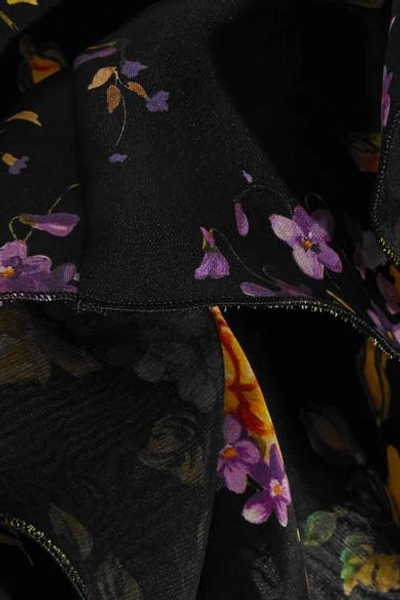Shop Dolce & Gabbana Embellished Ruffled Printed Silk-blend Charmeuse Midi Dress