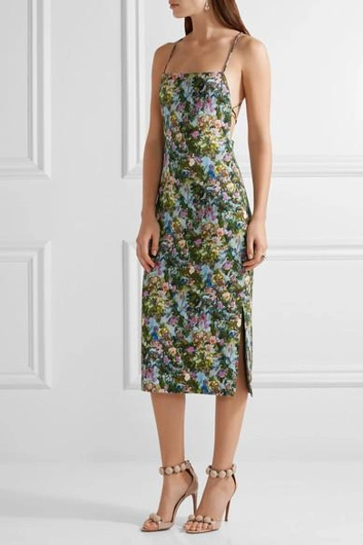 Shop Cushnie Et Ochs Donna Open-back Floral-print Stretch-cady Dress