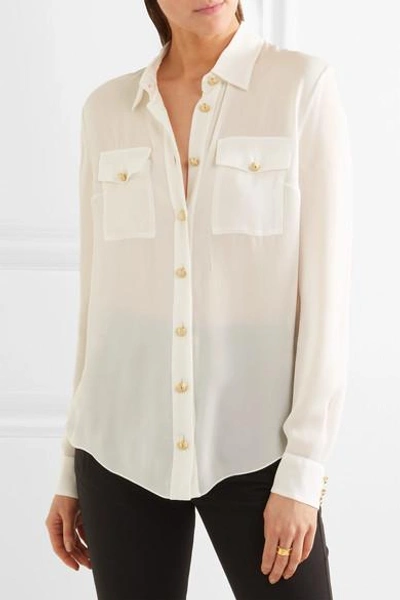 Shop Balmain Silk Crepe De Chine Shirt